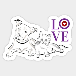 LOVE Cat and Dog Sticker